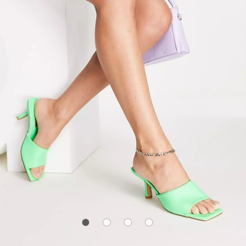 ASOS green mules London Rebel